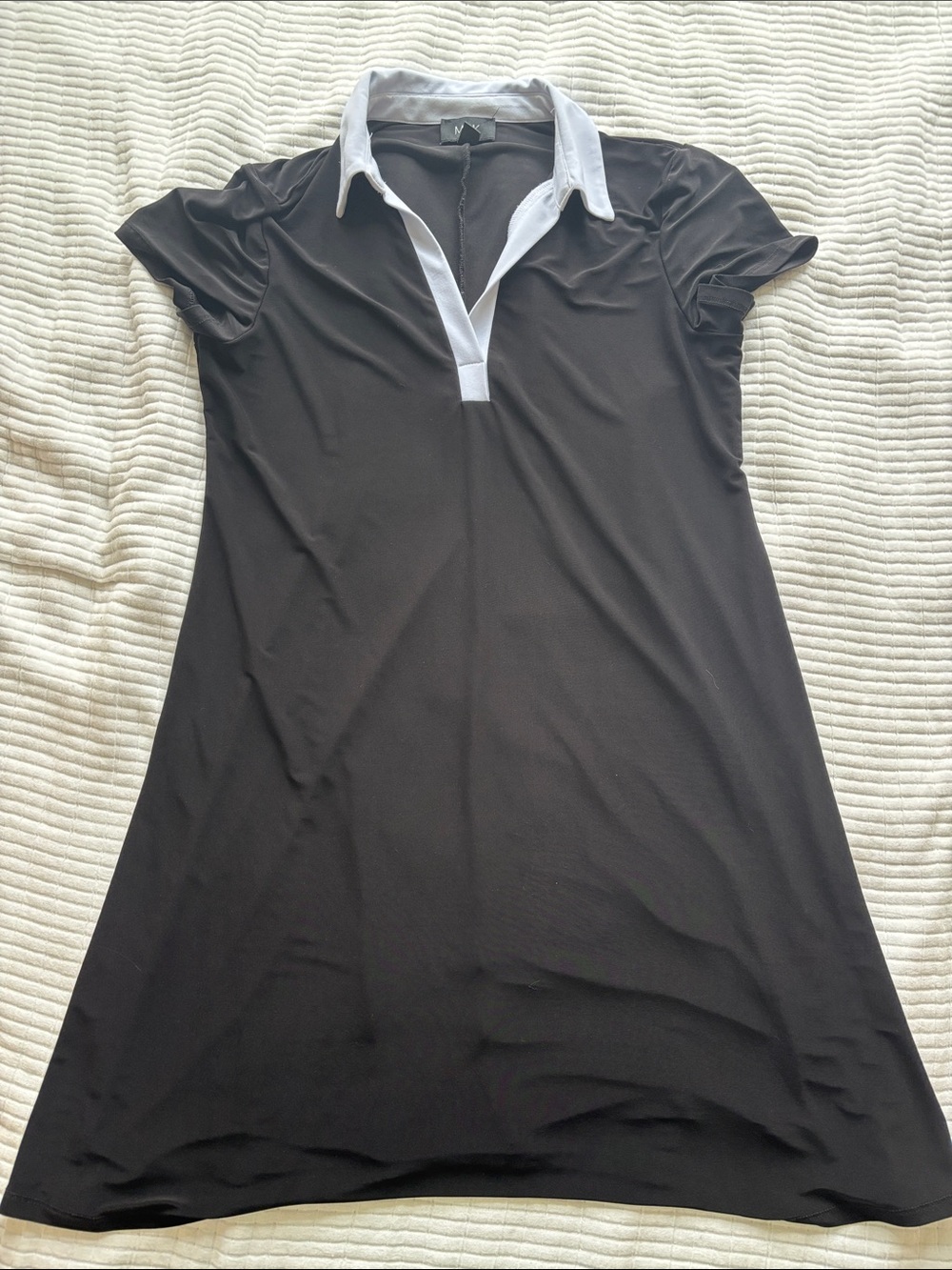 MSK Retro Short Sleeve Black Dress with White Collar Detail